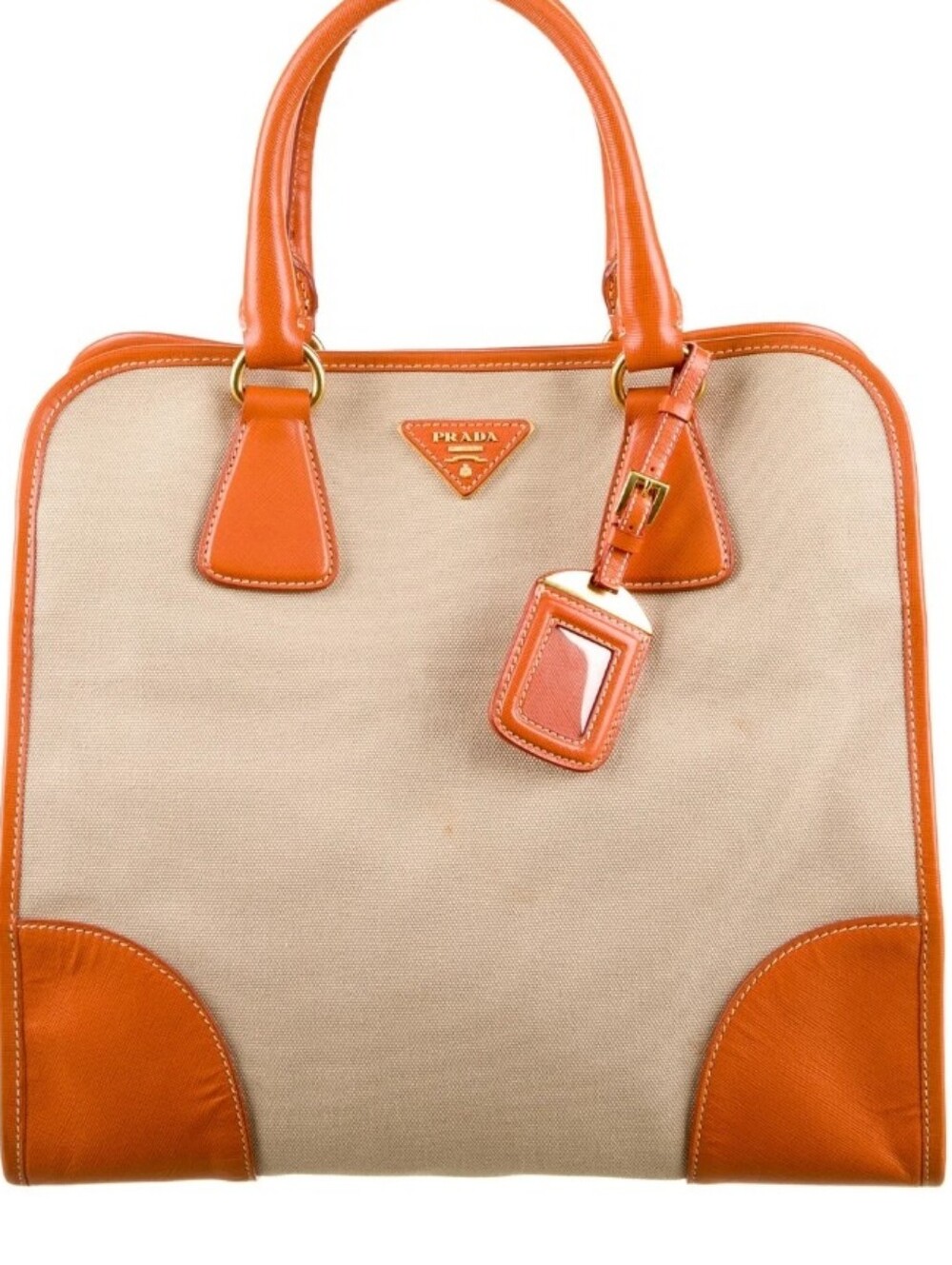 Prada Saffiano-trimmed canvas Canapa satchel/ BNWT